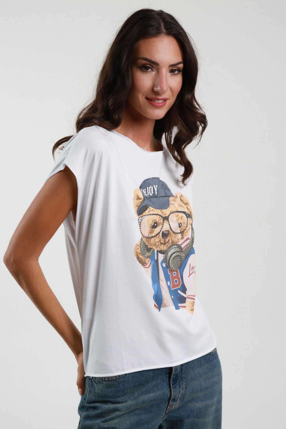 T-Shirt mit Teddy-DJ-Print