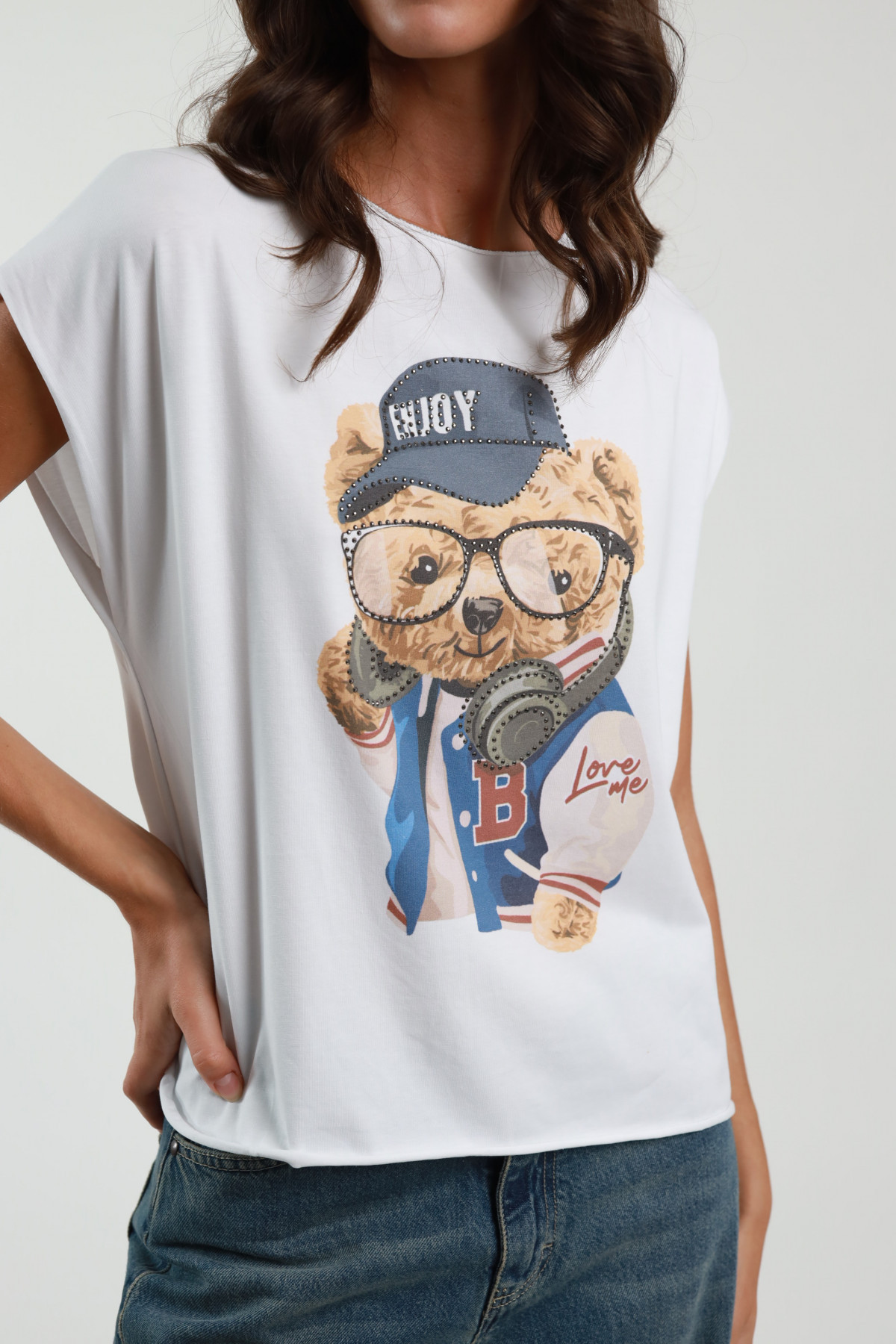 T-Shirt mit Teddy-DJ-Print