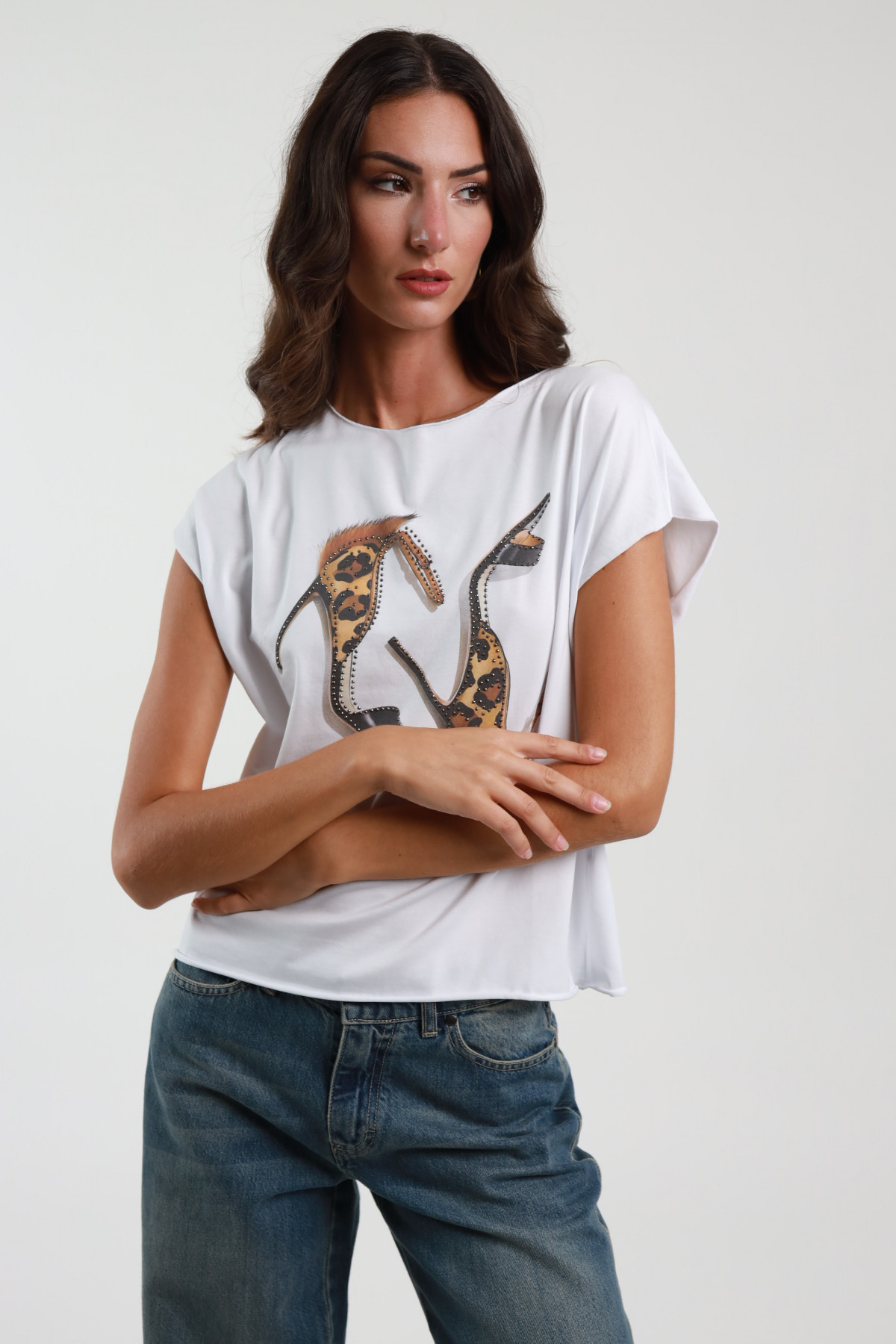 T-Shirt Stampa con Tacco