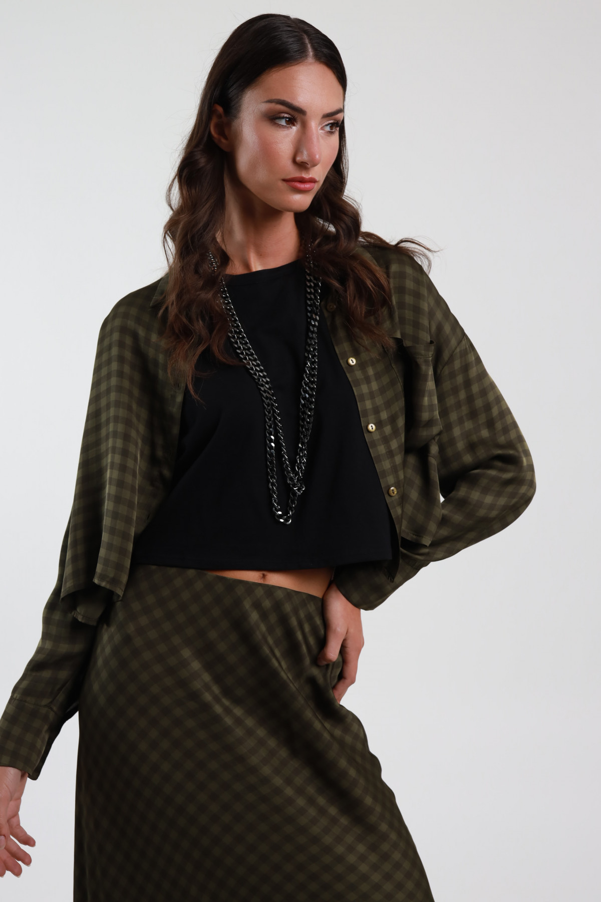 Checked Crop Shirt