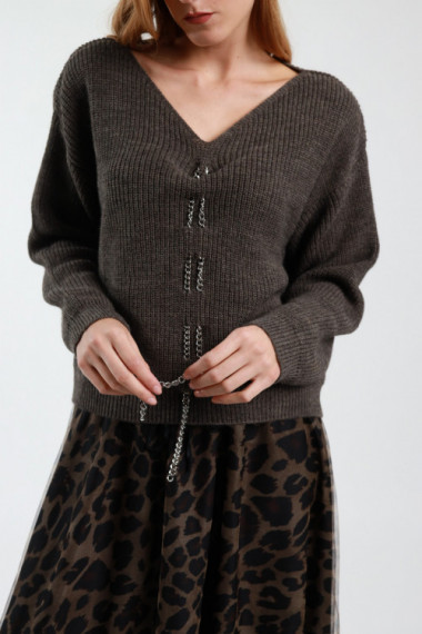 Chain V-Neck Sweater