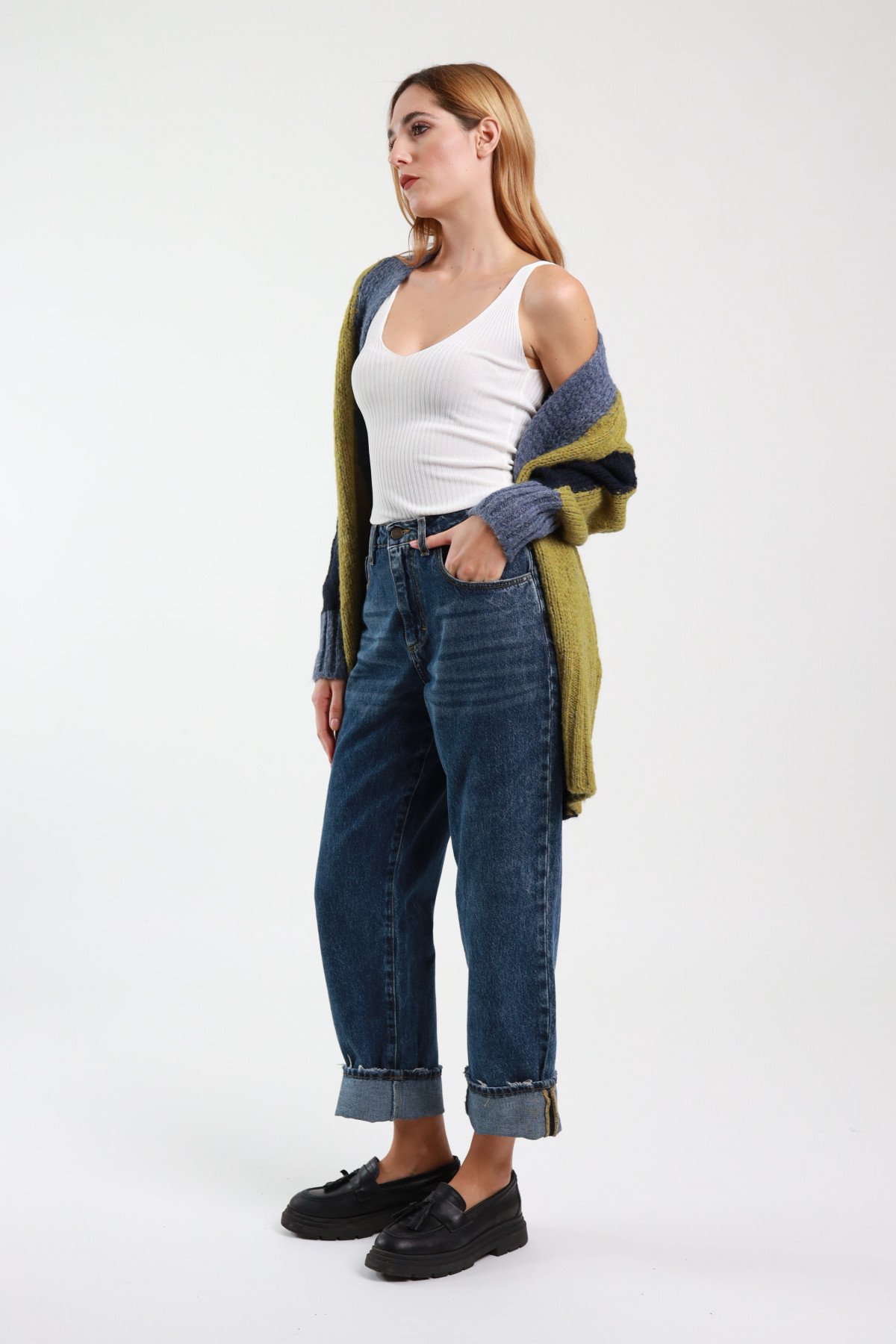 Wide Leg Jeans with Cuff