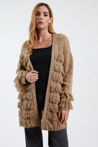 Strickjacke aus Lurex-Strick mit Fransen