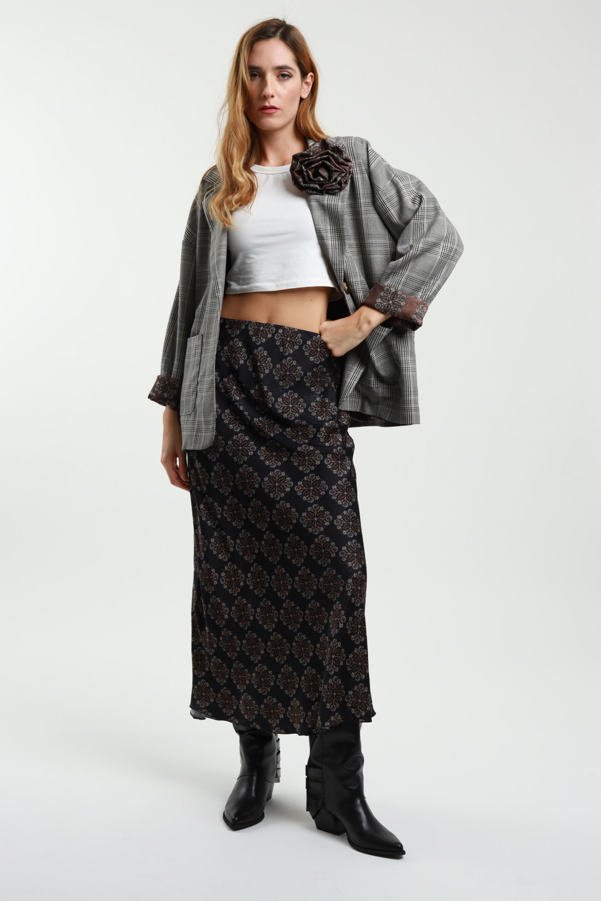 Damask Midi Skirt