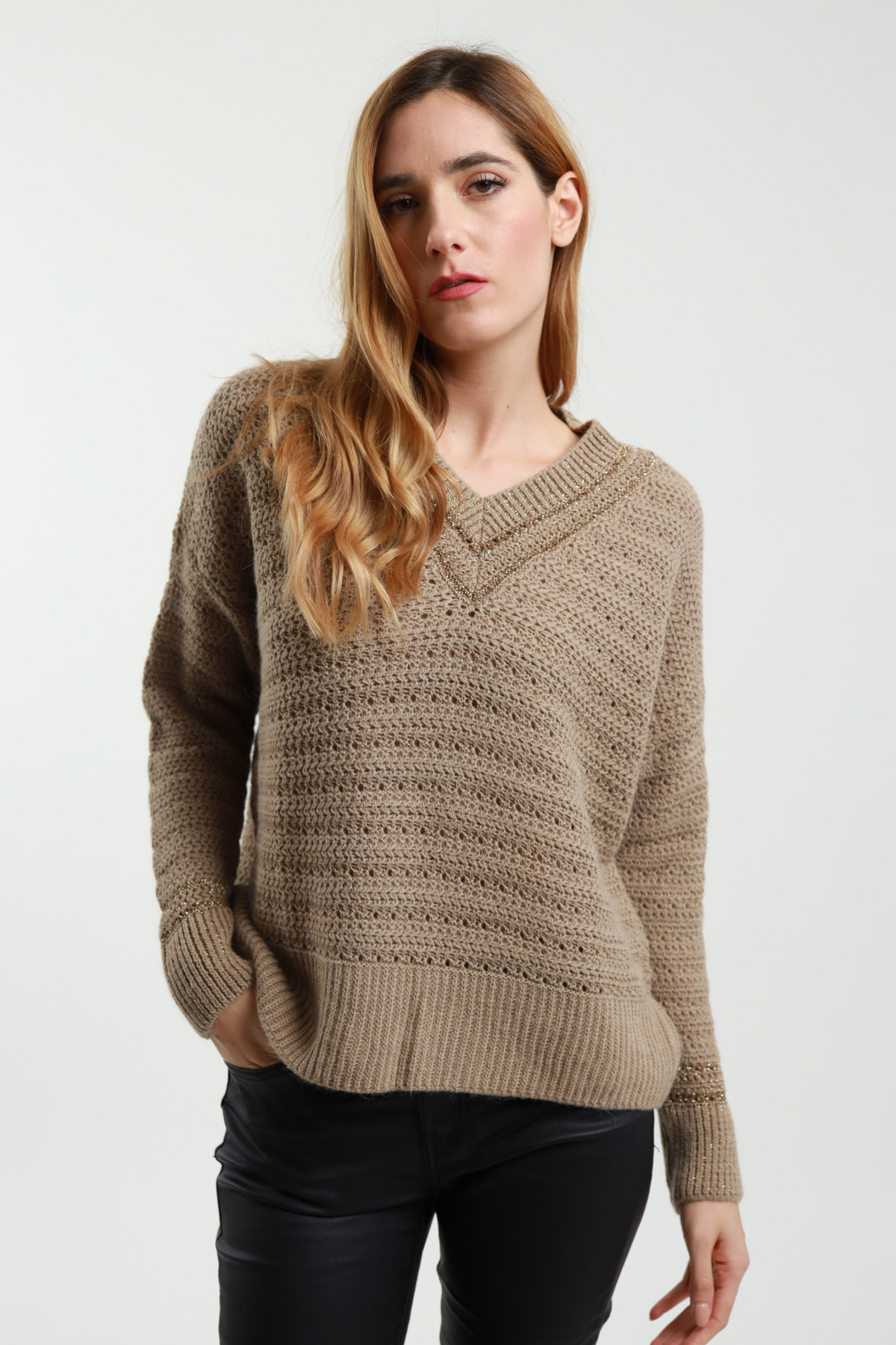 Lurex V-Neck Sweater