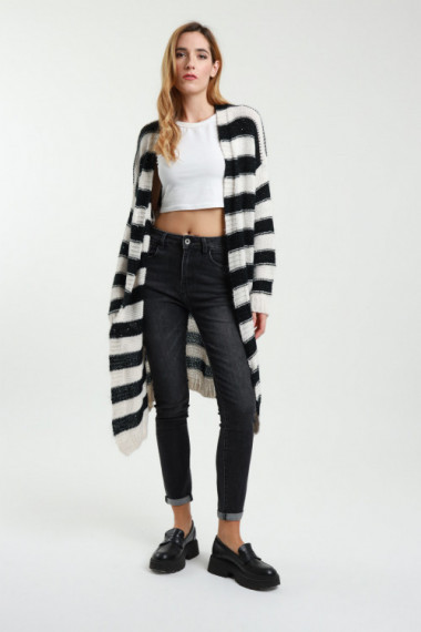 Long Striped Cardigan