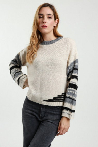 Striped Sleeve Sweater