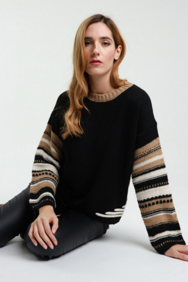 Striped Sleeve Sweater