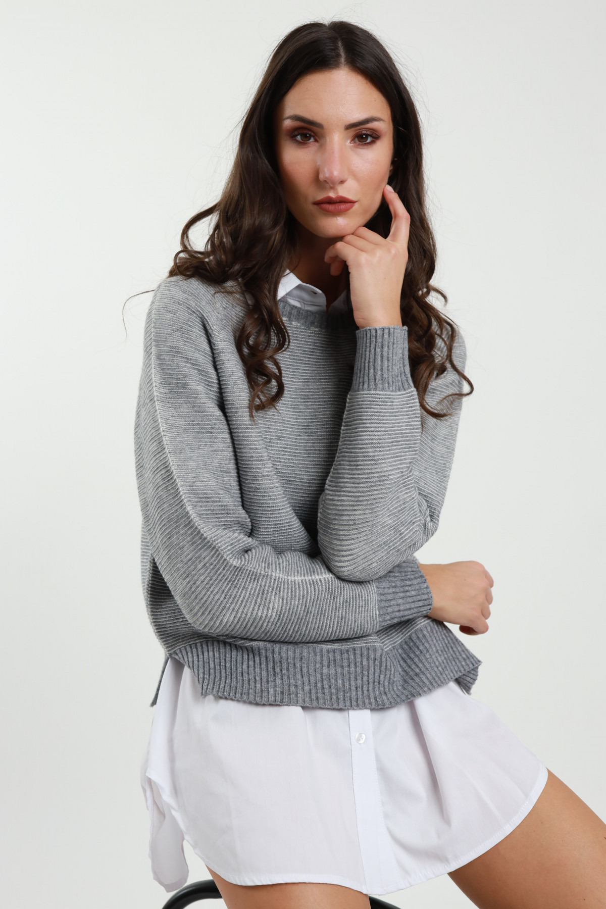 Gerippter Pullover