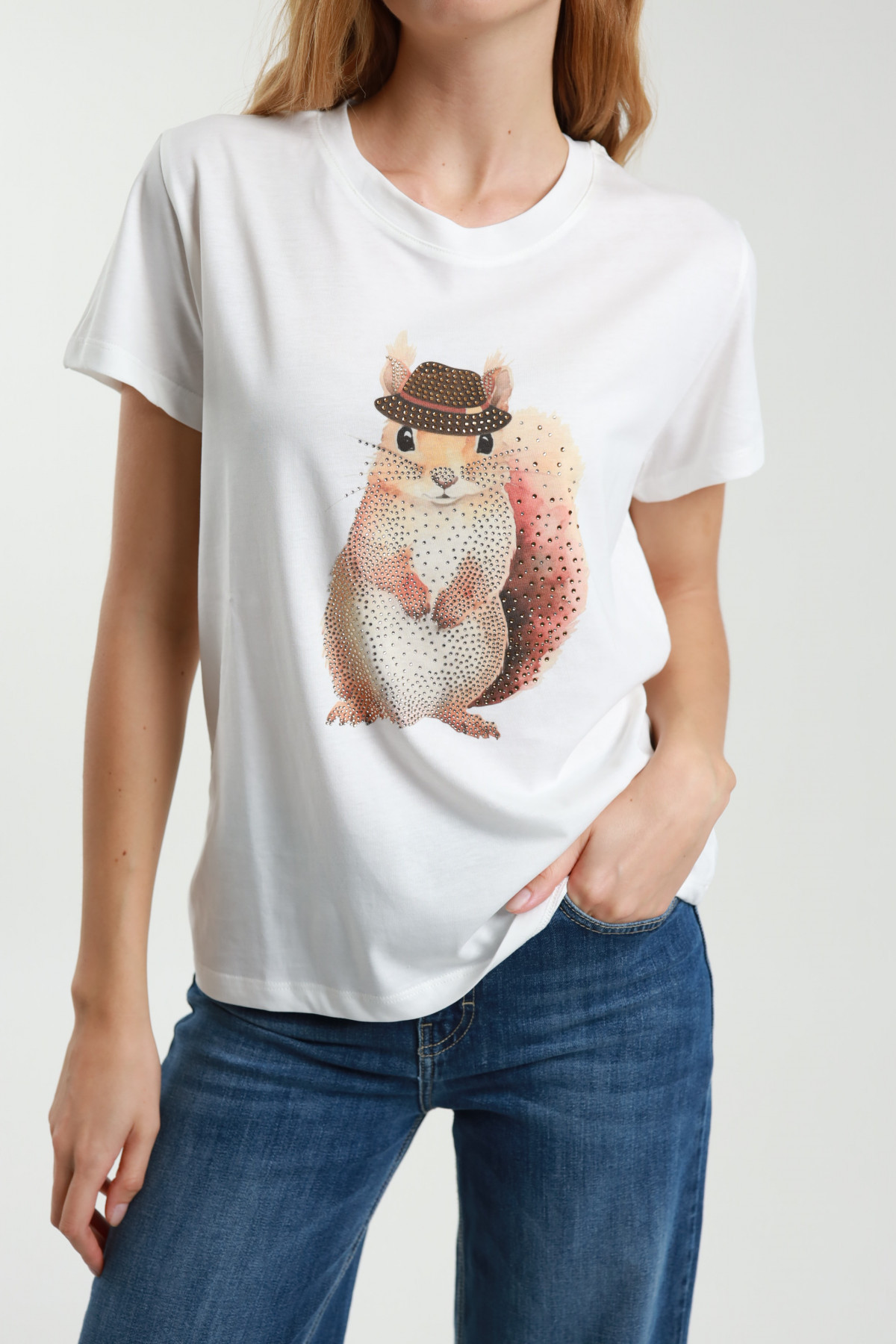 Squirrel T-Shirt with Rhinestones