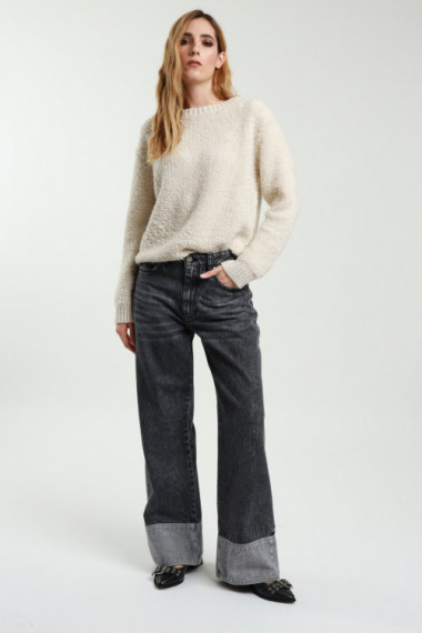 Wide Leg Jeans with Cuff