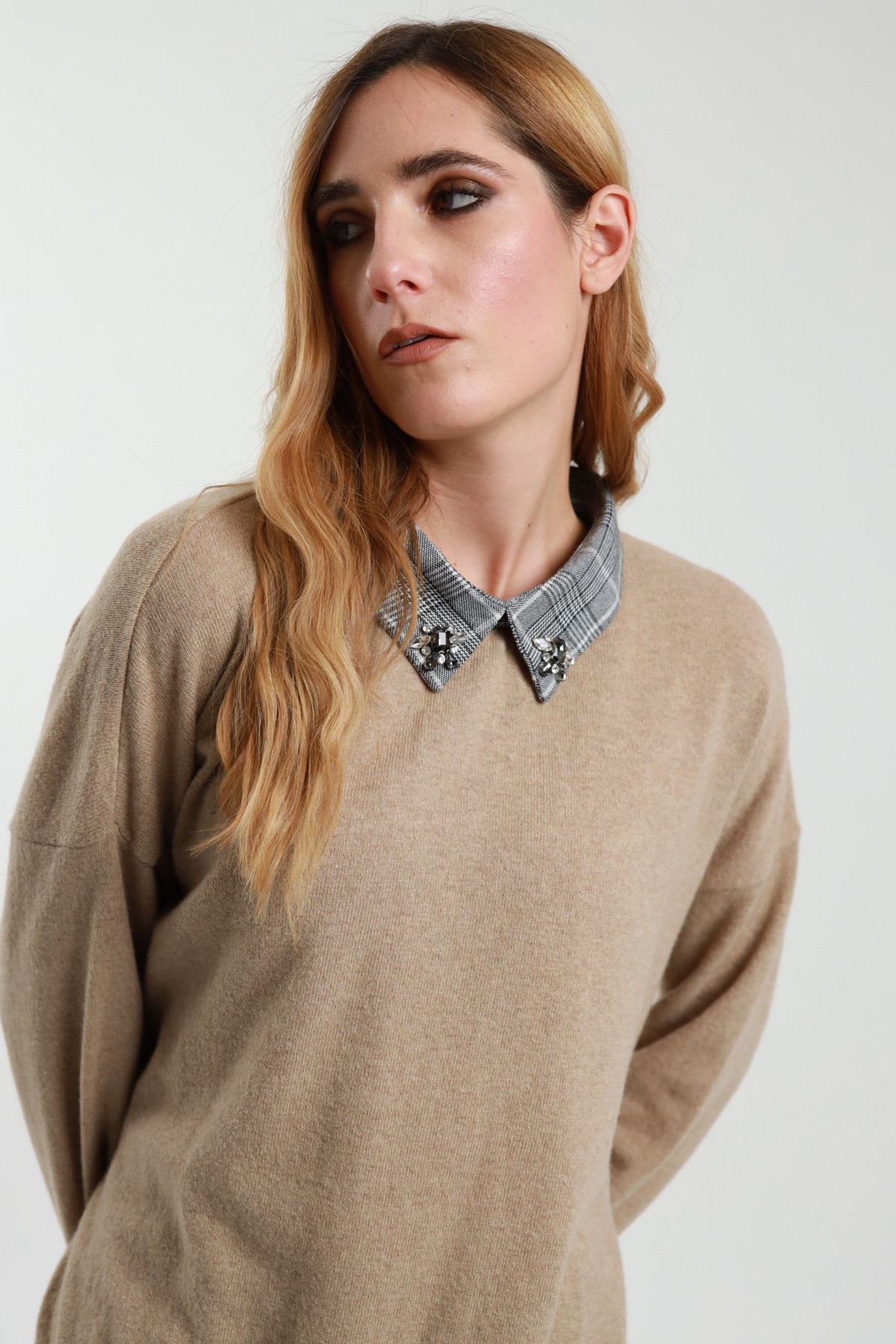 Check Collar Sweater