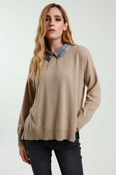 Check Collar Sweater