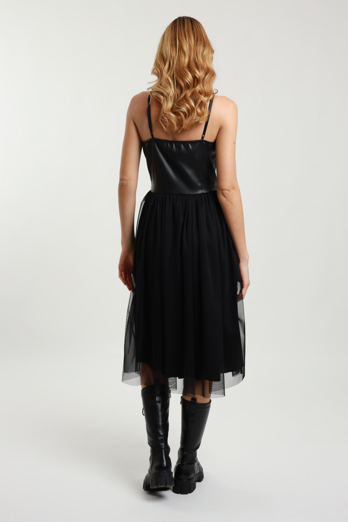 Faux Leather and Tulle Dress