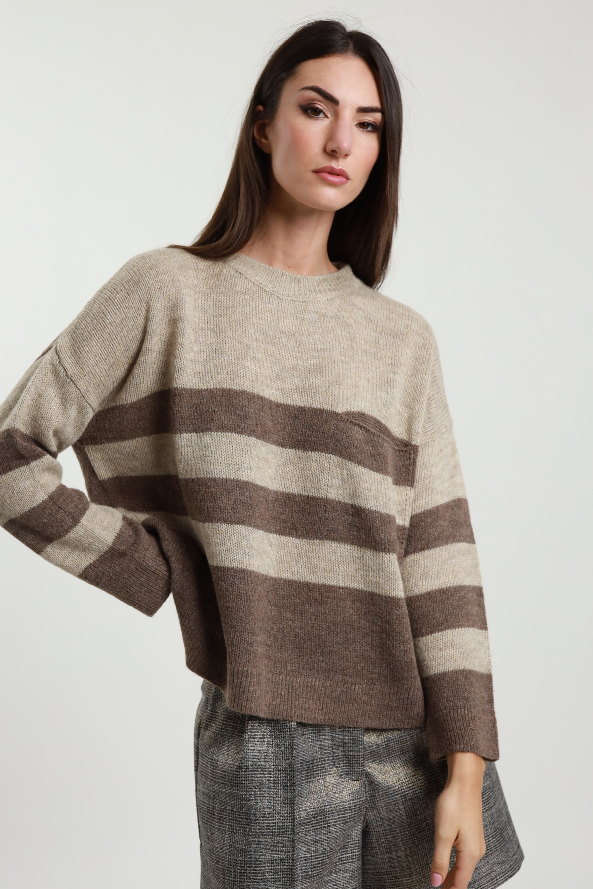 Striped Sweater with Pocket