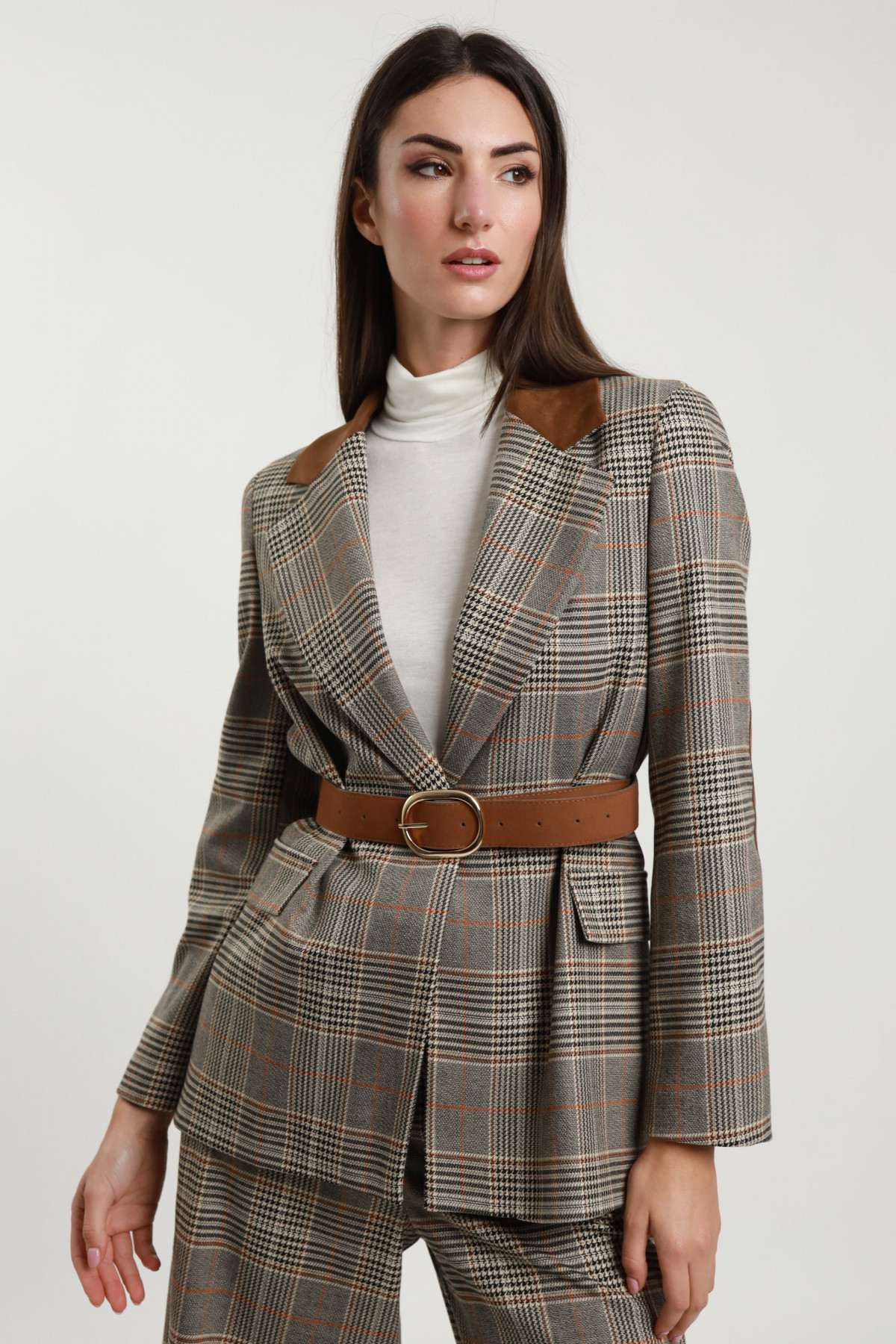 Blazer Check con Cintura