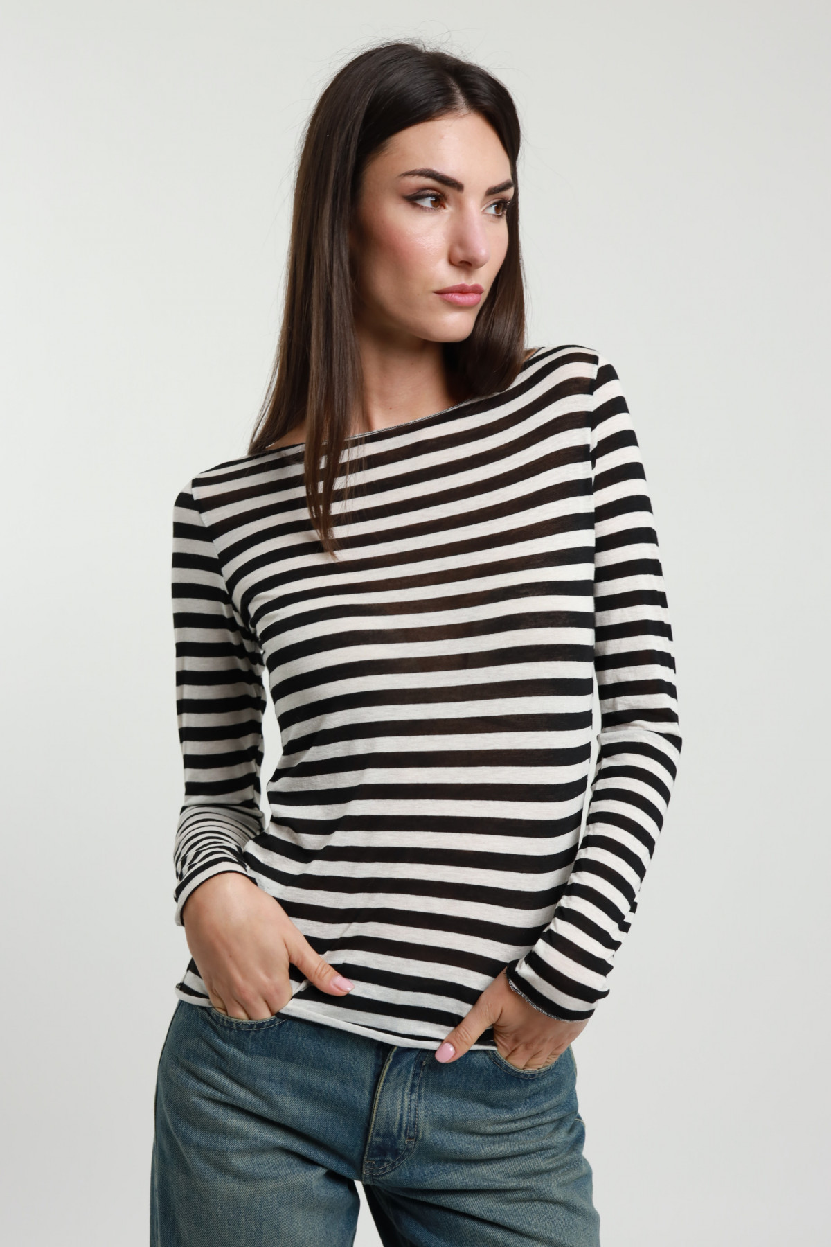 Boat Neck Striped Sweater