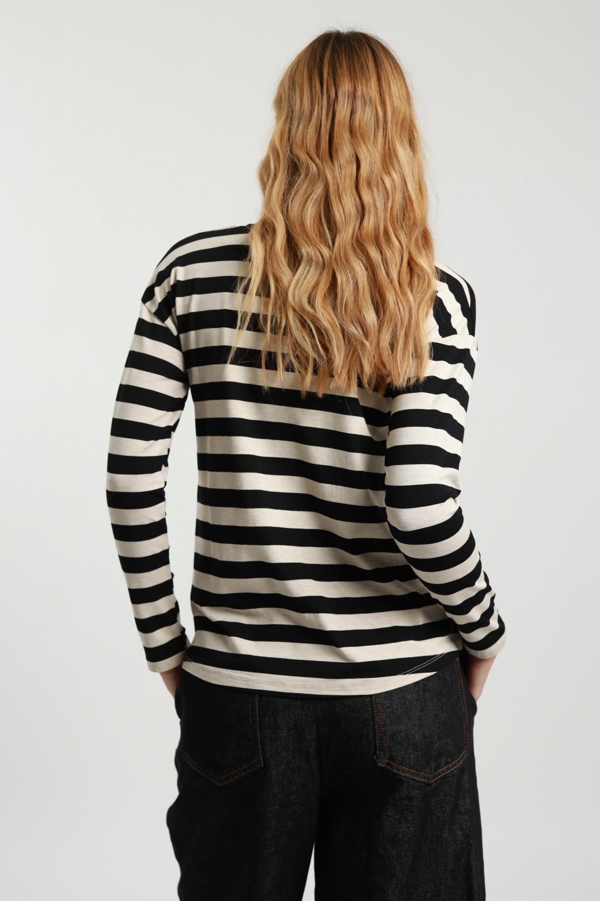 Striped V-neck sweater