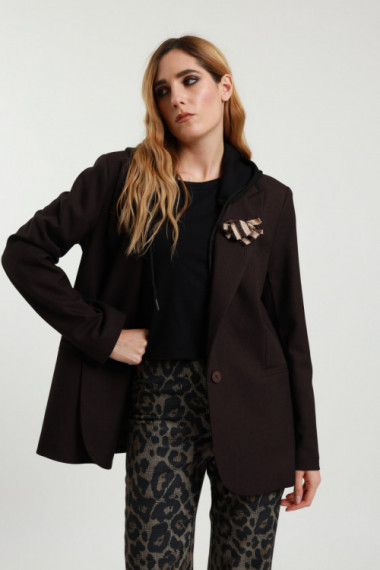 Blazer con Spilla e Cappuccio