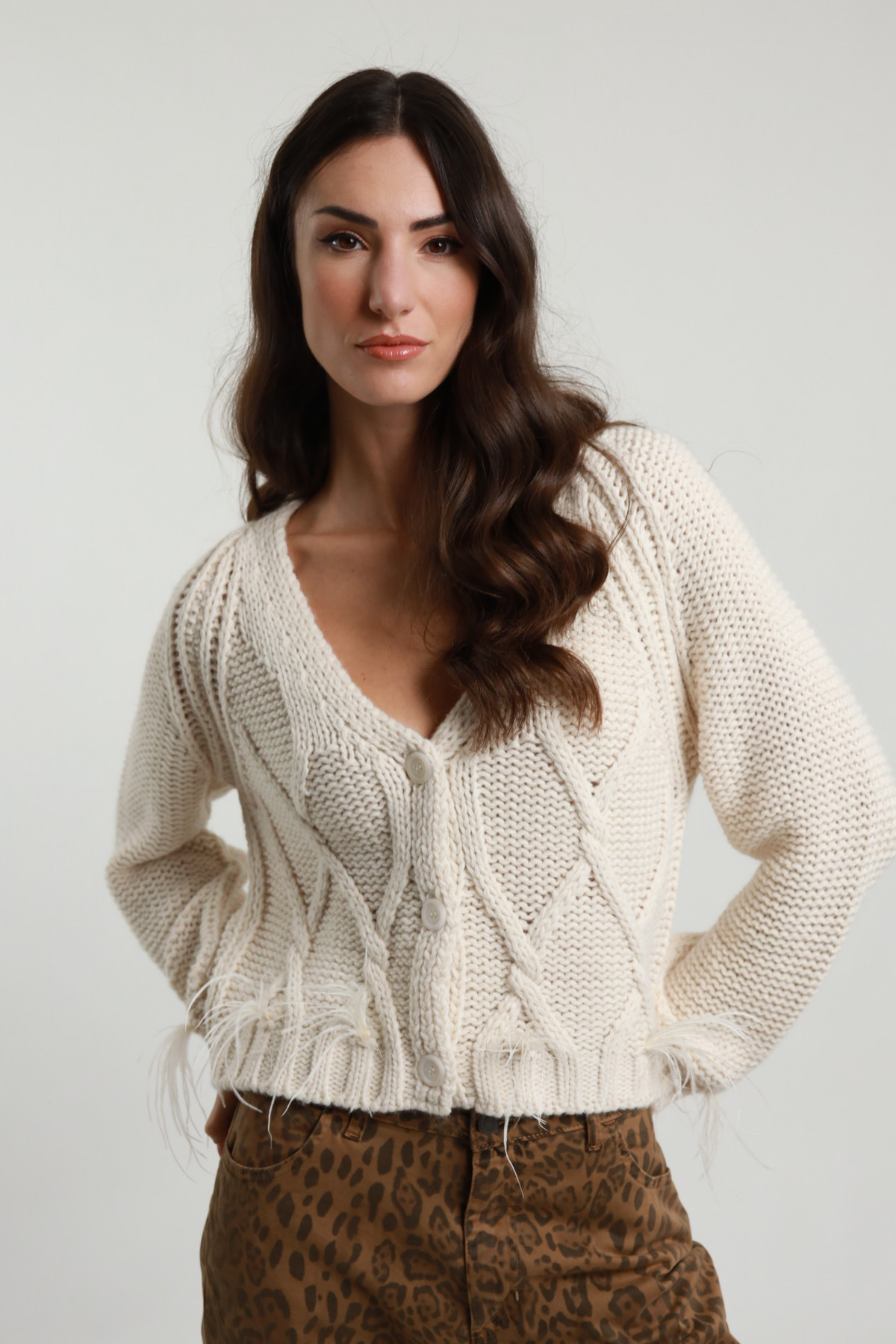 Cardigan Trecce e Piume