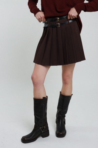 Double Belt Mini Skirt