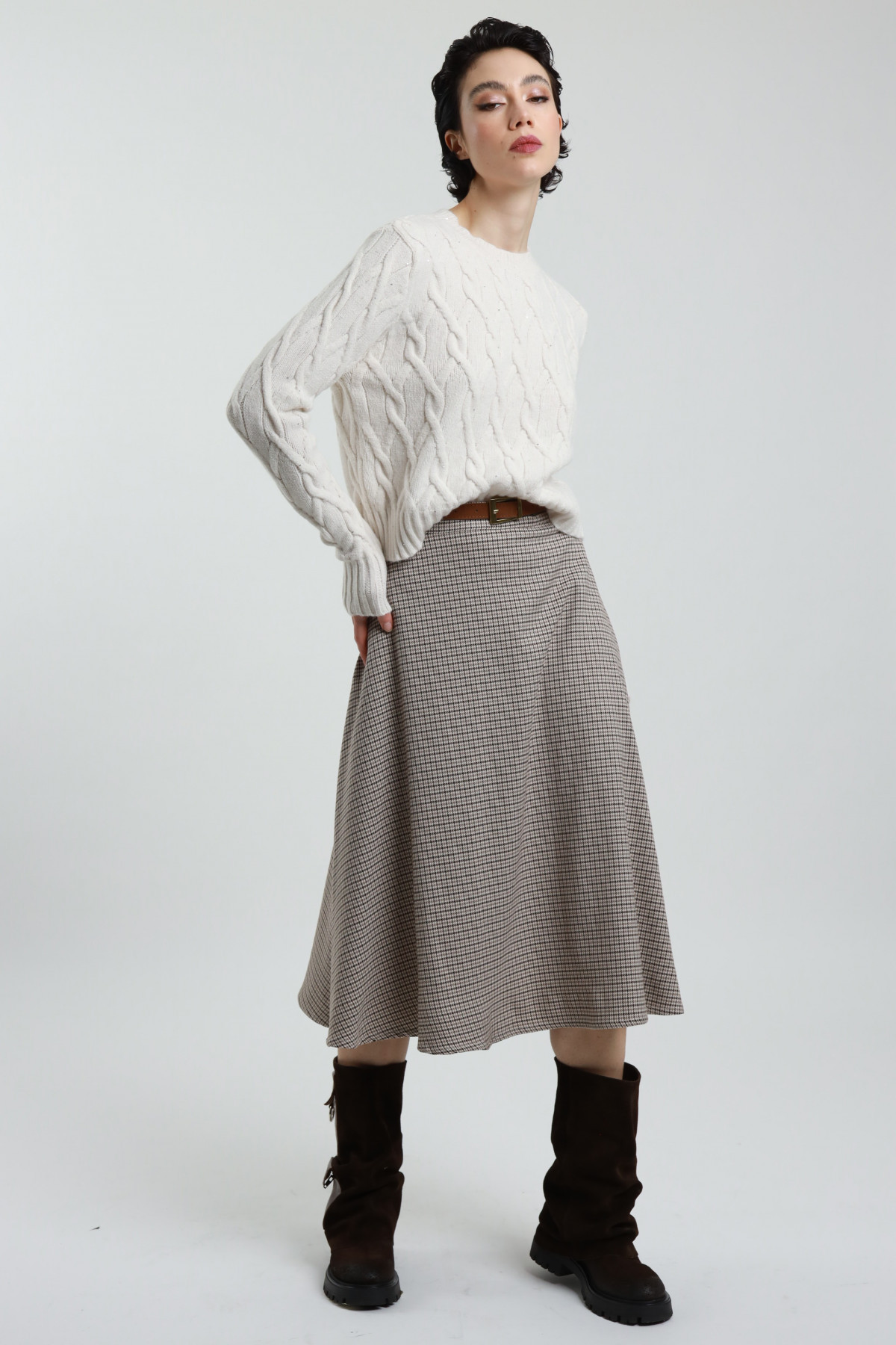 Midi Skirt with Belt