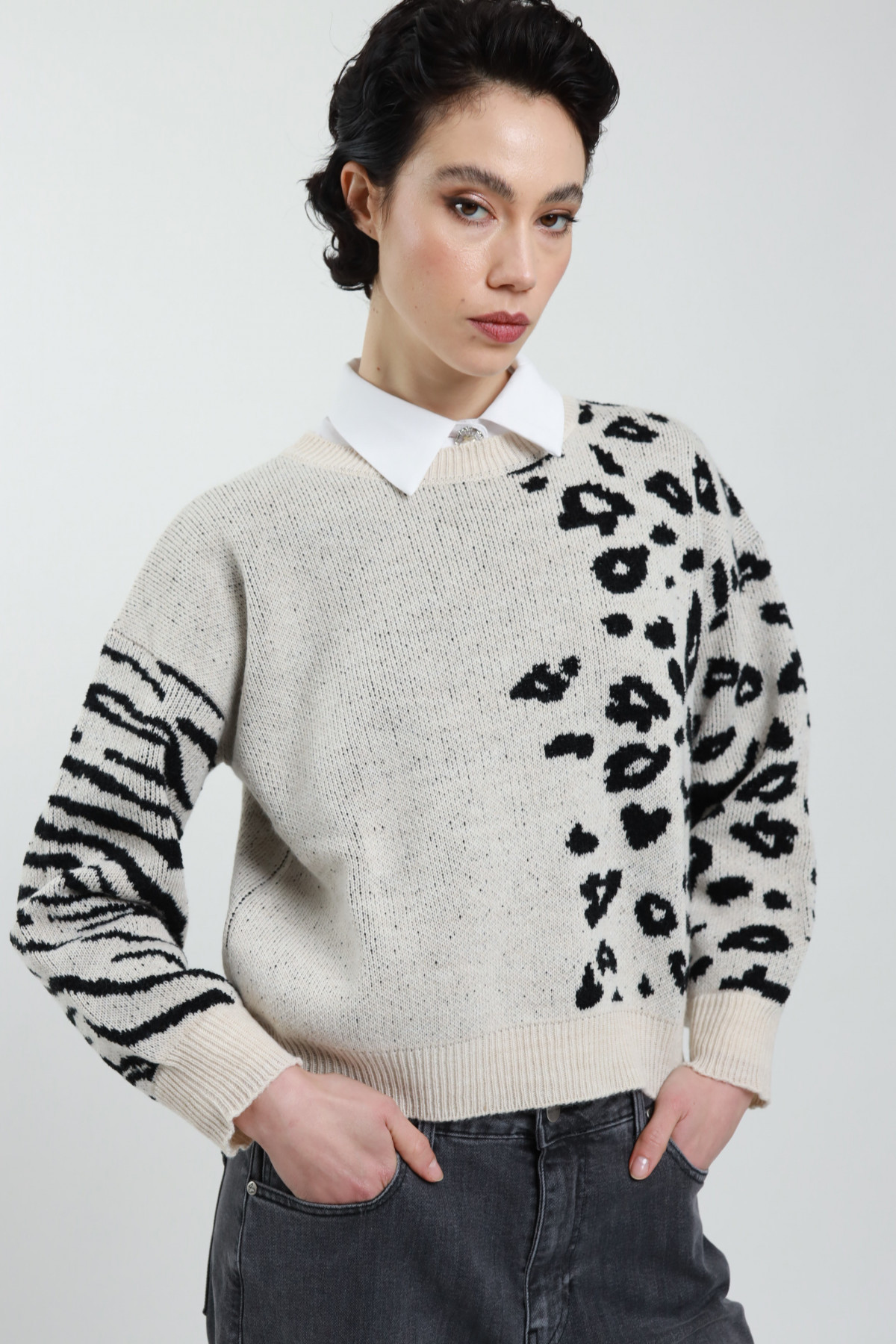 Double Animal Print Sweater