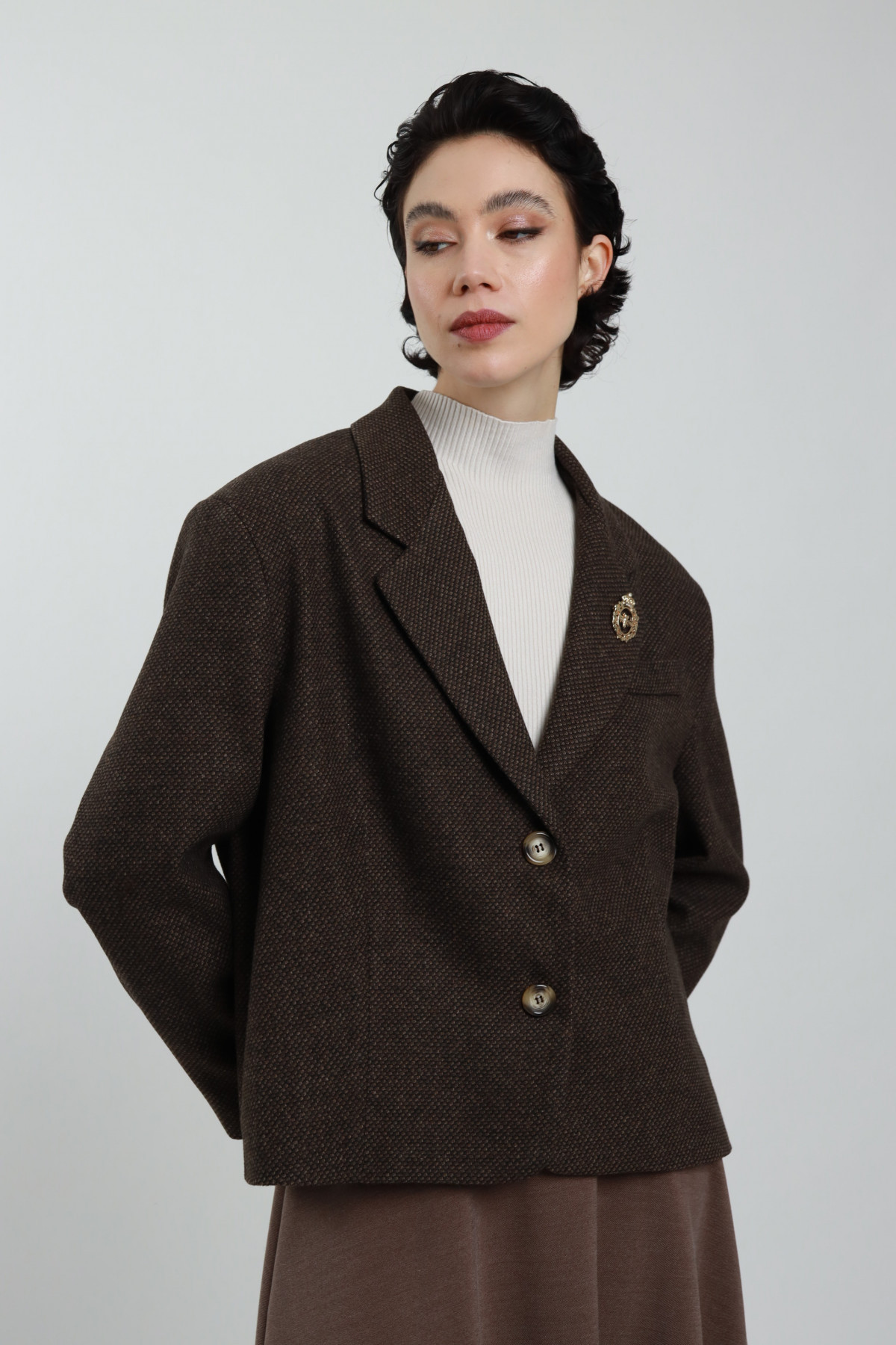 Oversized Jacket With Brooch