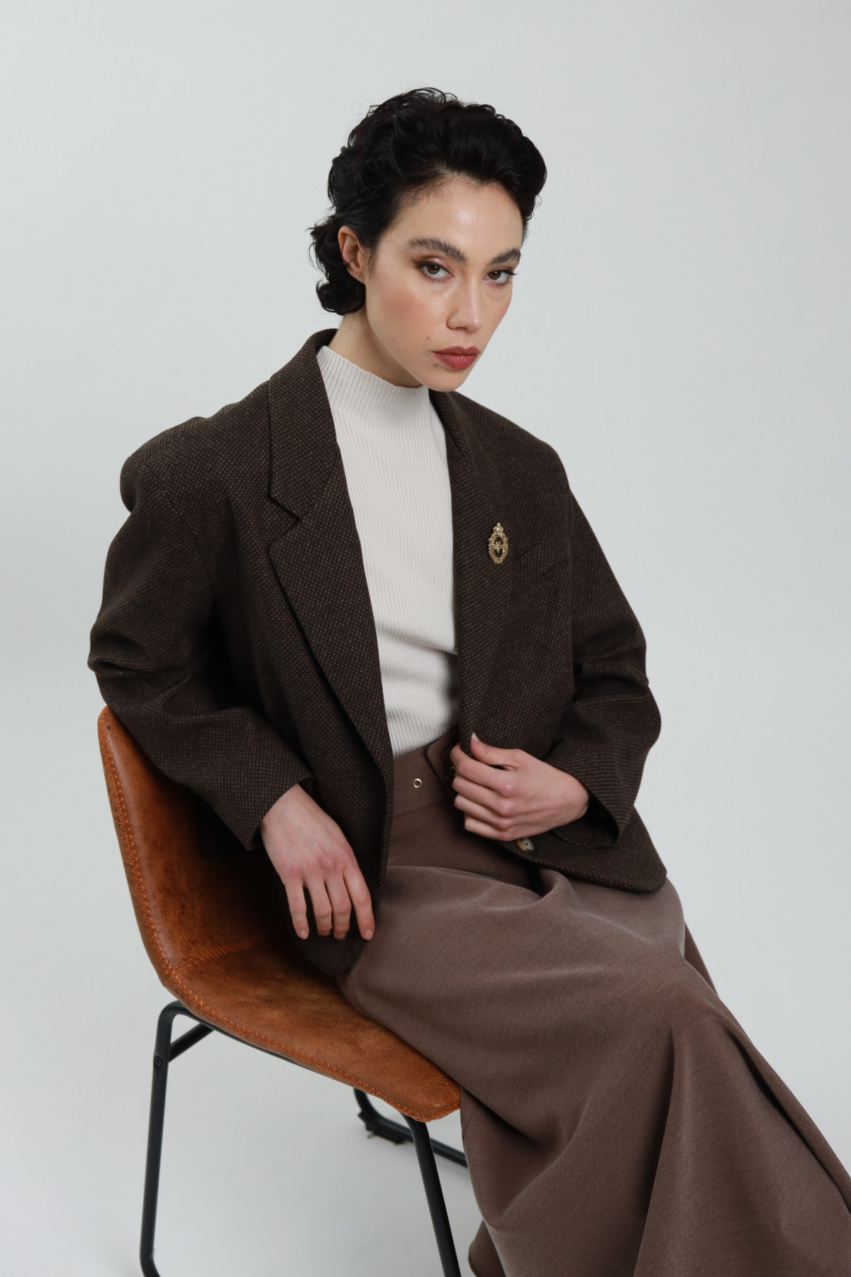 Oversized Jacket With Brooch