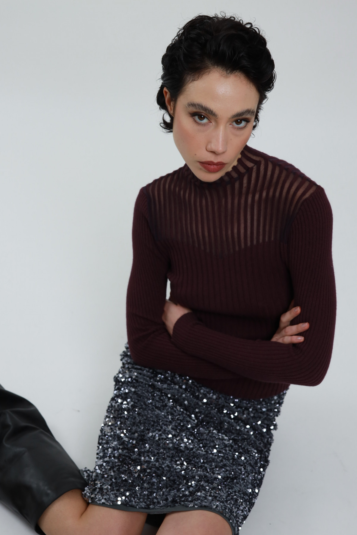 Turtleneck Sweater With Sheer Details