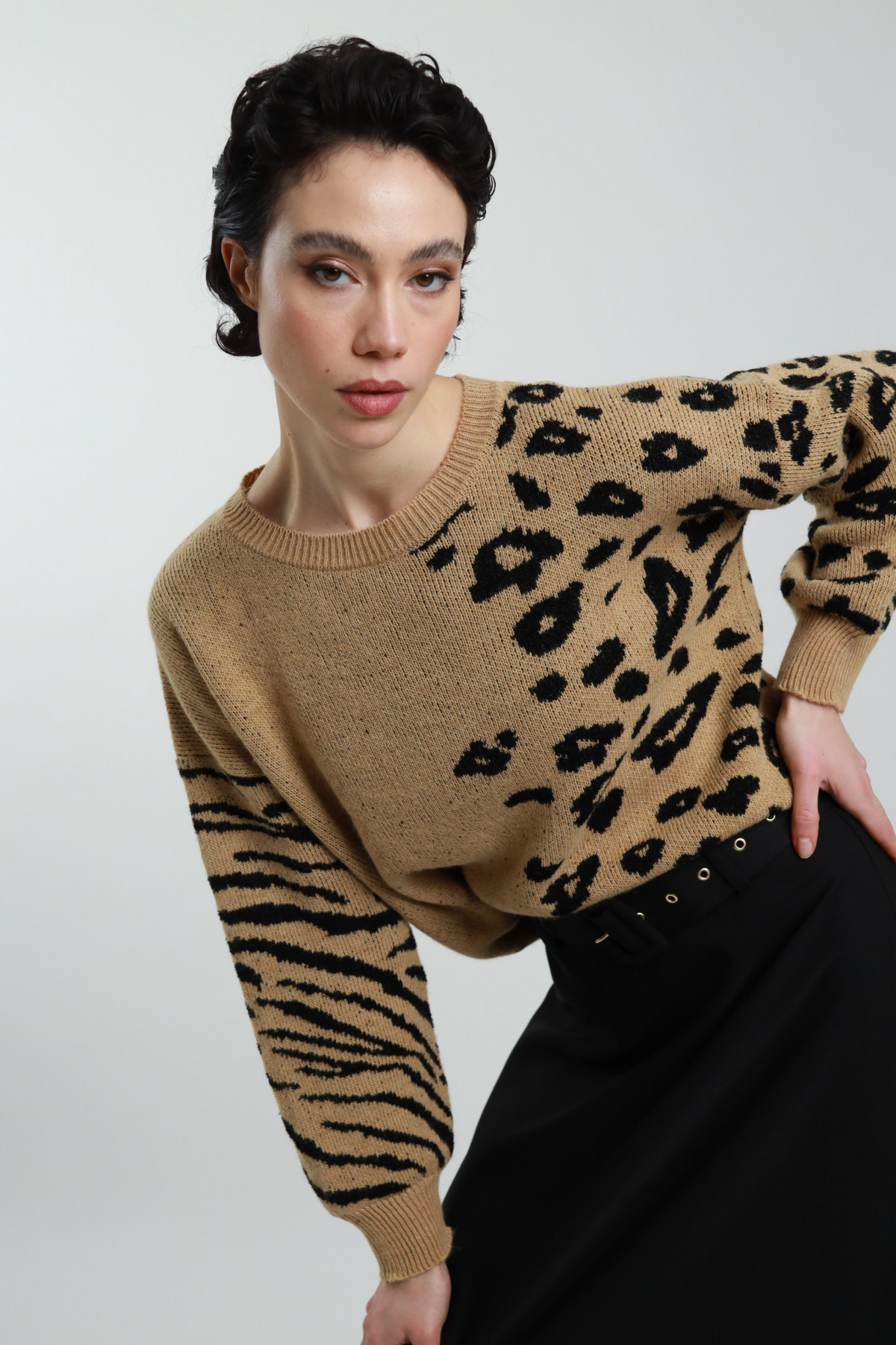 Double Animal Print Sweater