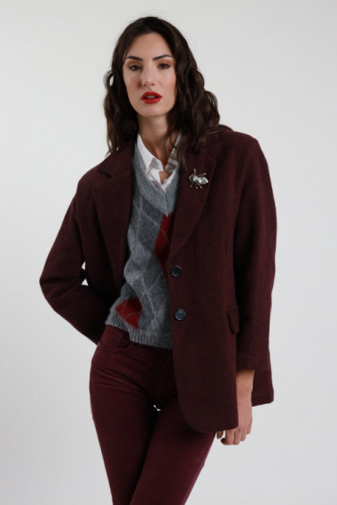 Herringbone Jacket with Brooch