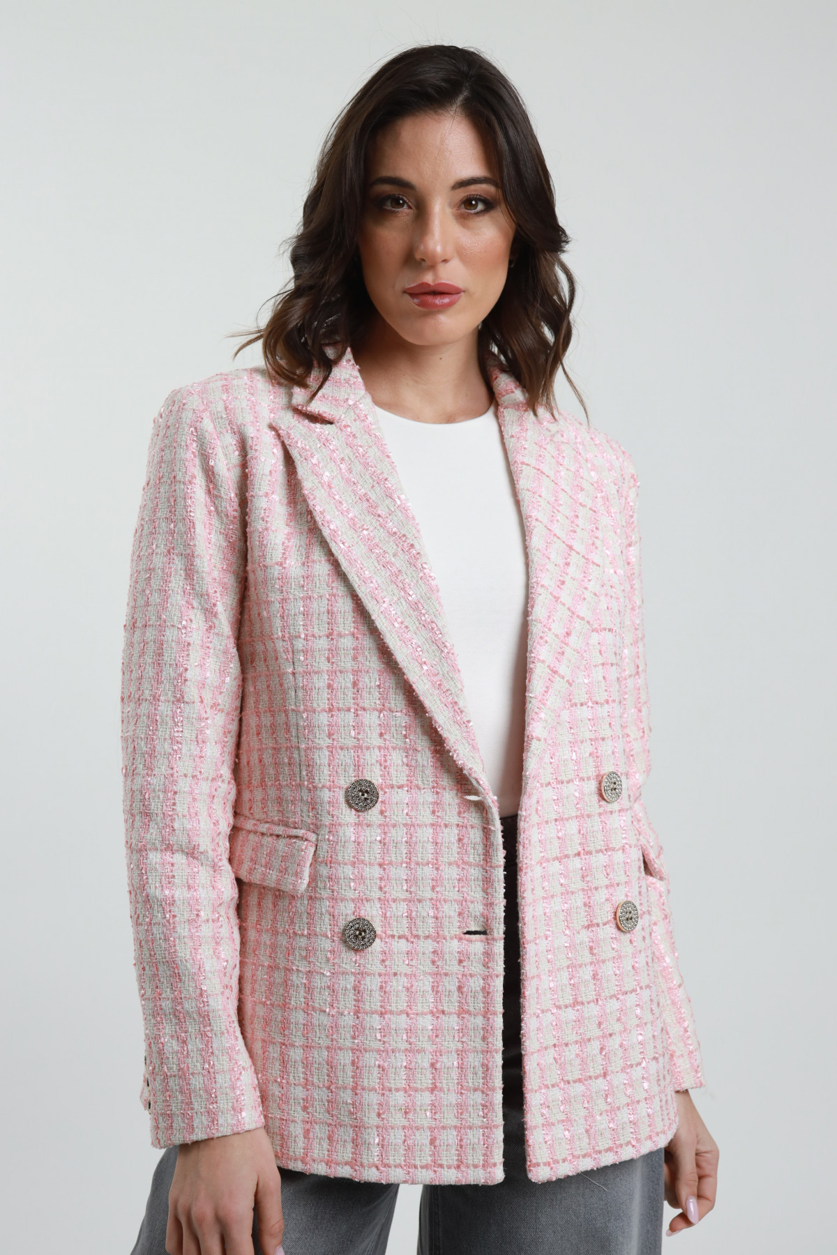 Zweireihiger Tweed-Blazer