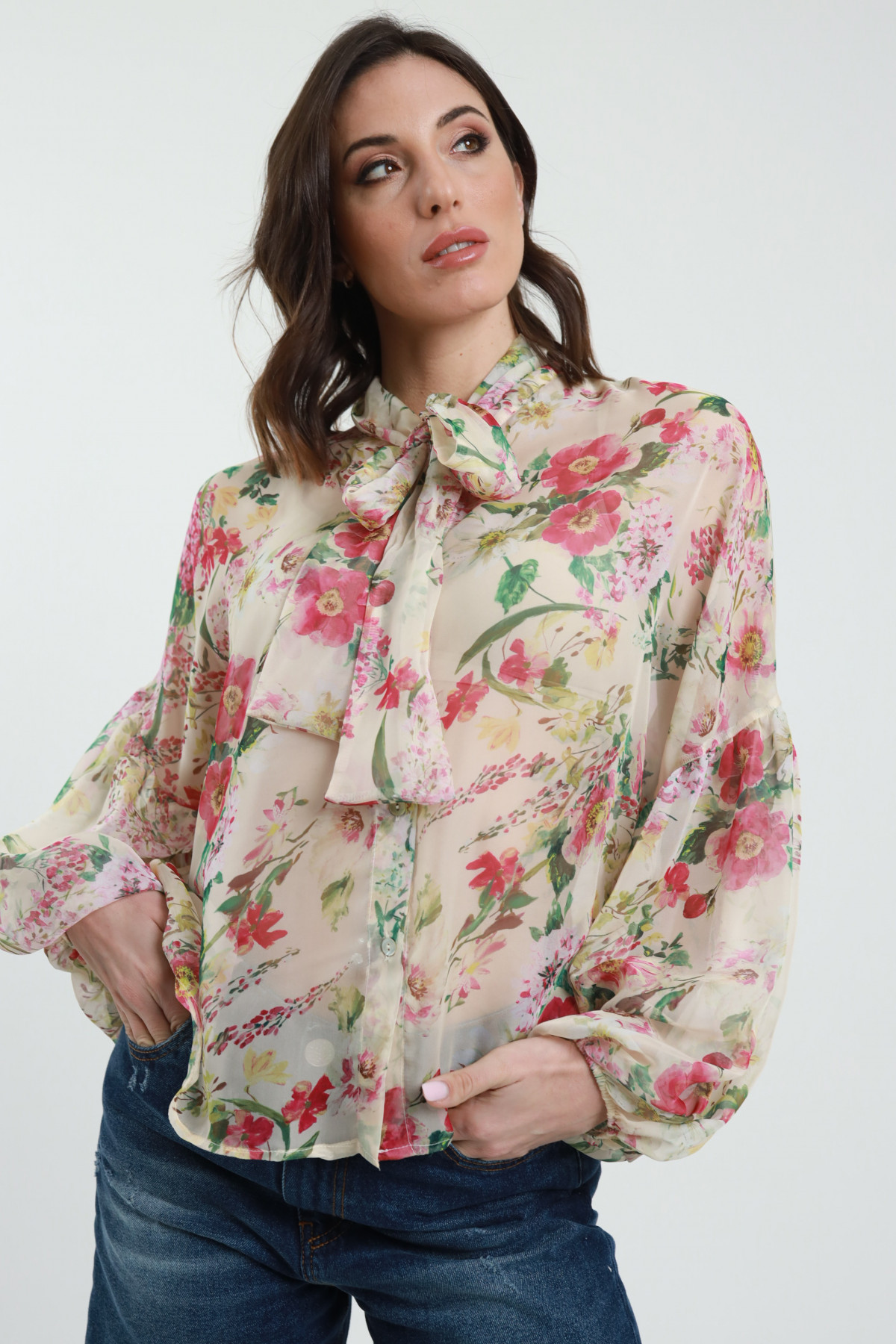 Camicia Chiffon Fantasia Fiori