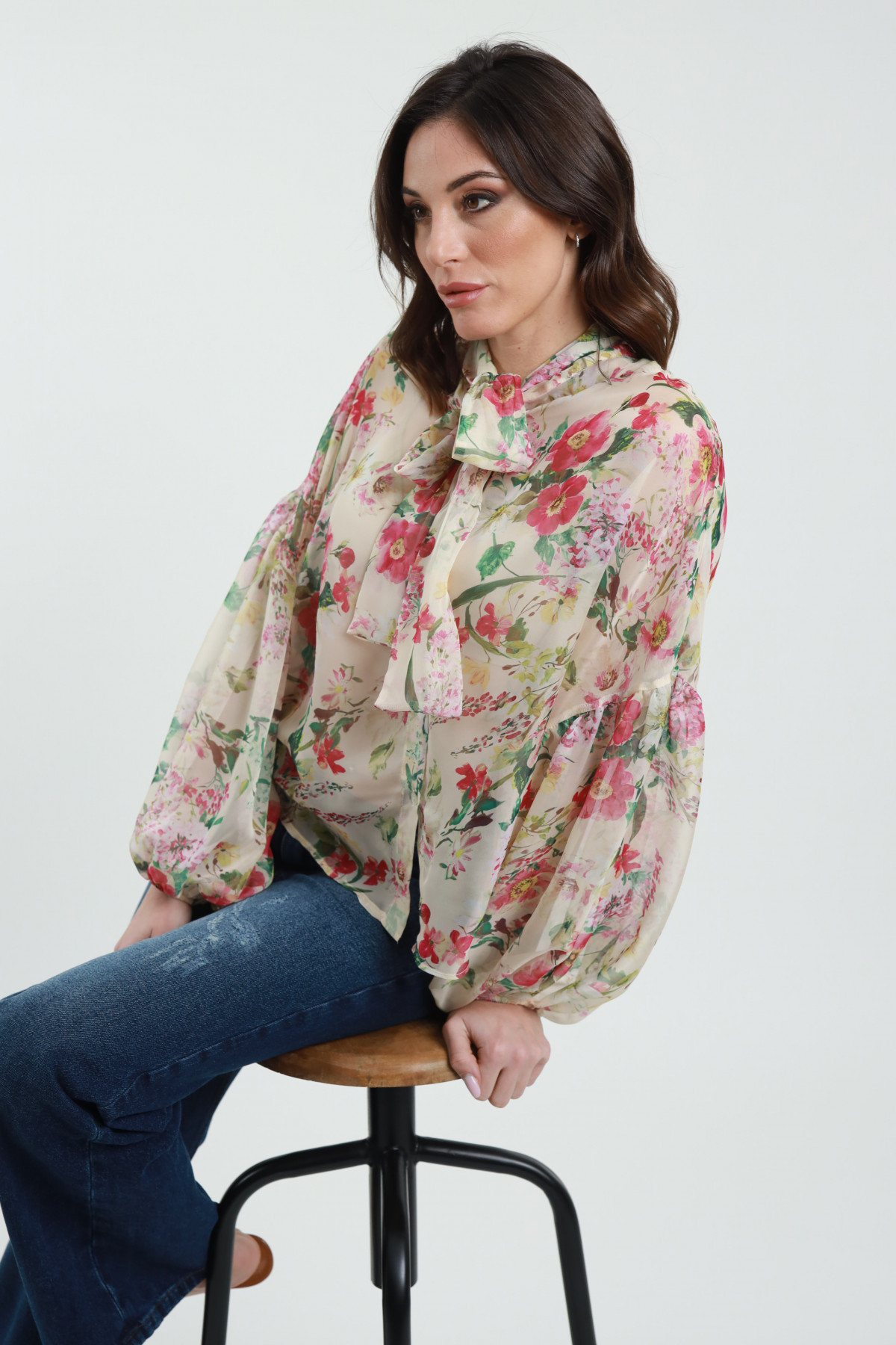 Camicia Chiffon Fantasia Fiori