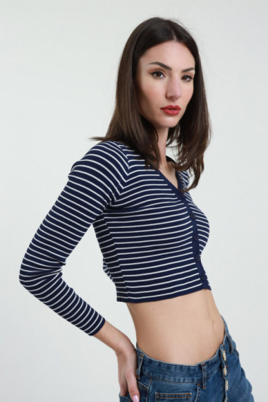 Gestreifter Crop-Cardigan