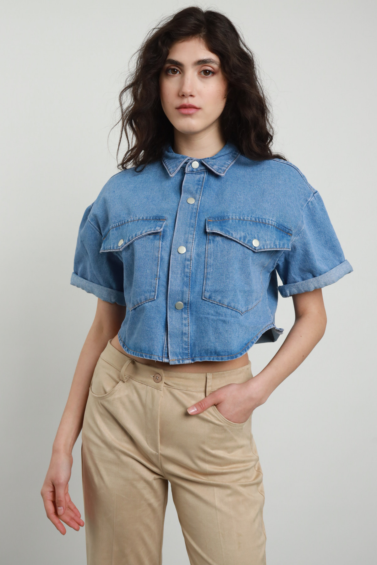 Camicia Jeans Crop