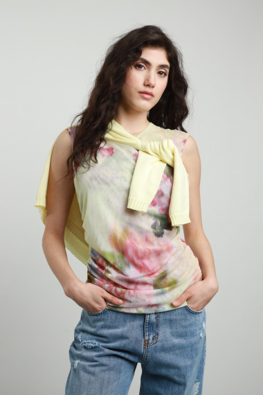 Top in floral tulle