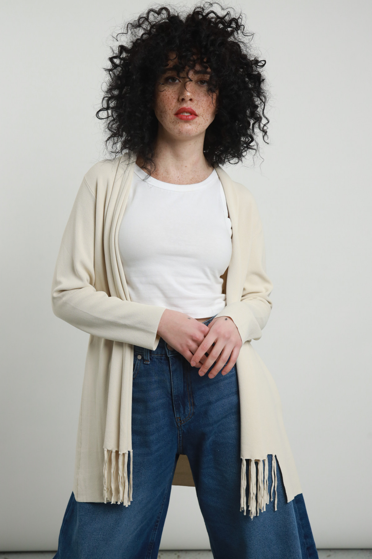 Cardigan Lungo Frange