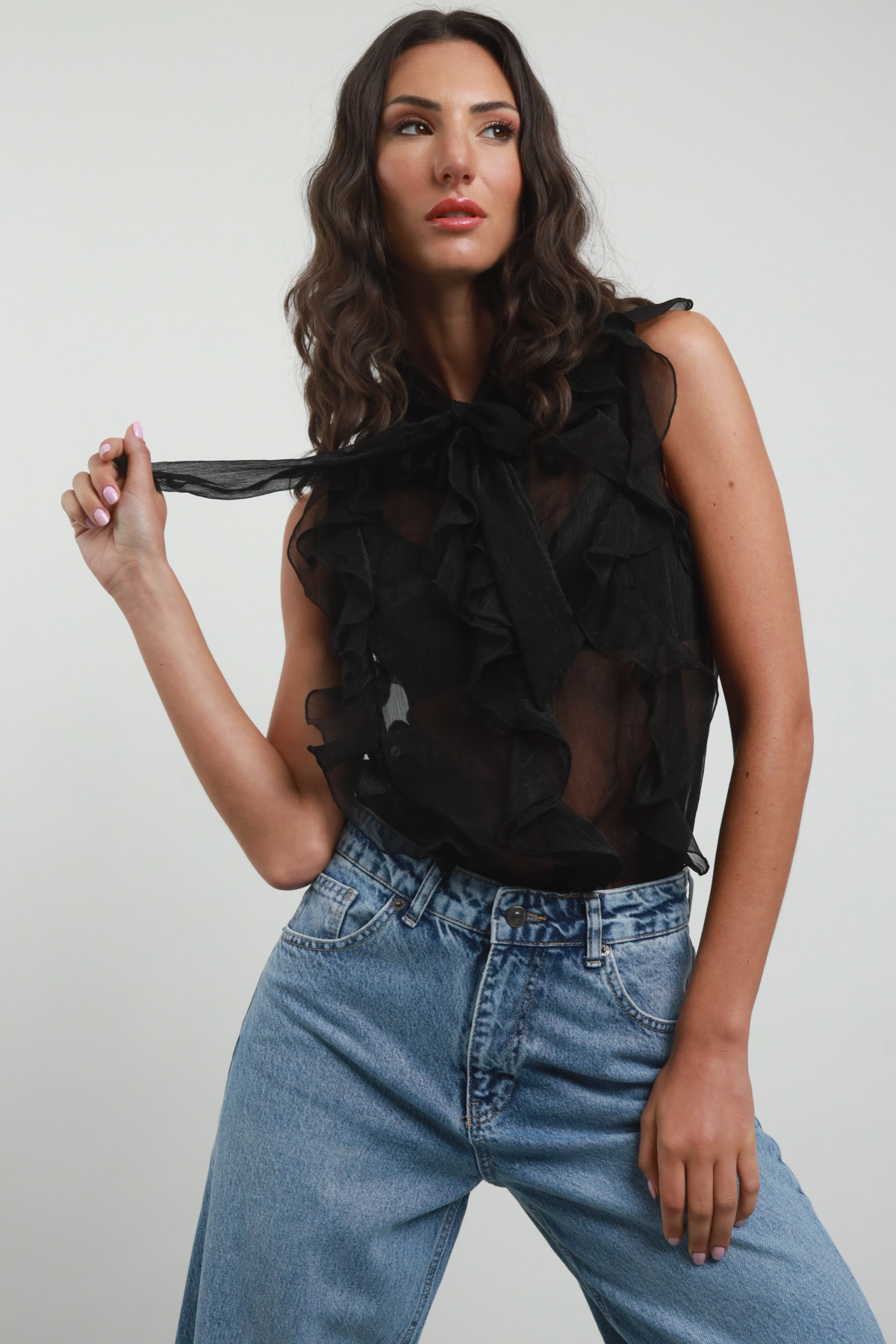 Blusa Smanicata c/Rouches 65%pl 35%pa