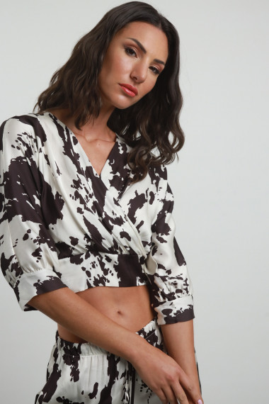 Blusa incrociata animalier 100%vi