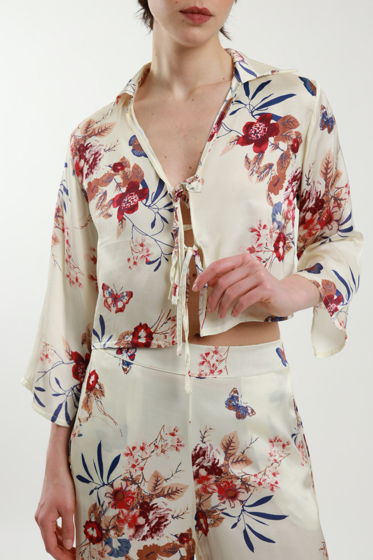 Floral Shirt With Laces