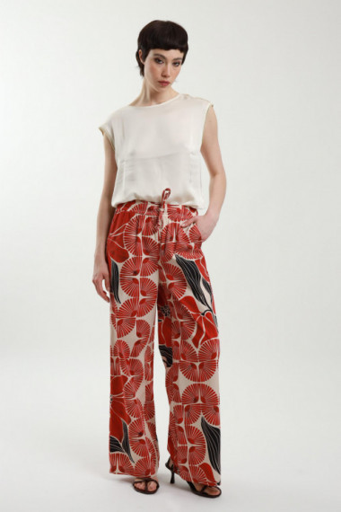 Crop trousers with drawstring