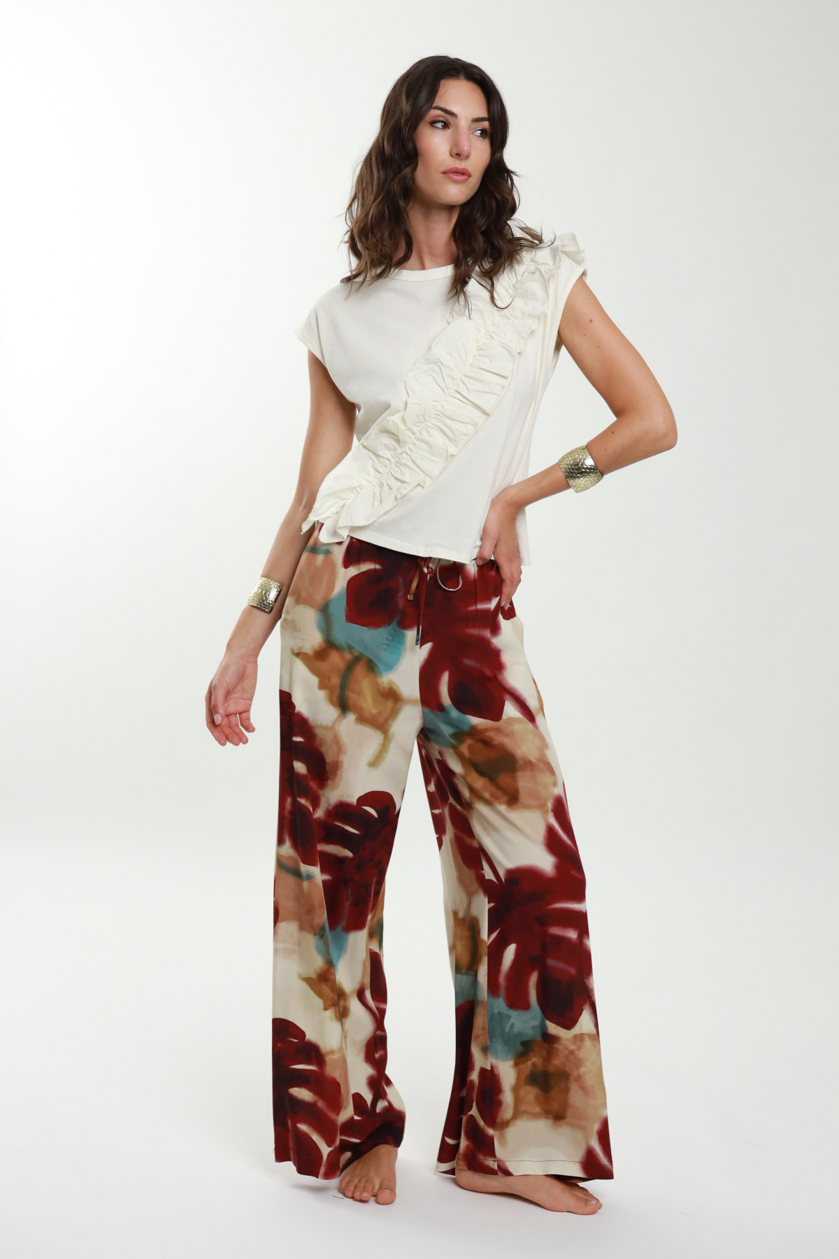Leaf Patterned Trousers