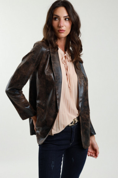 Aged Faux Leather Jacket