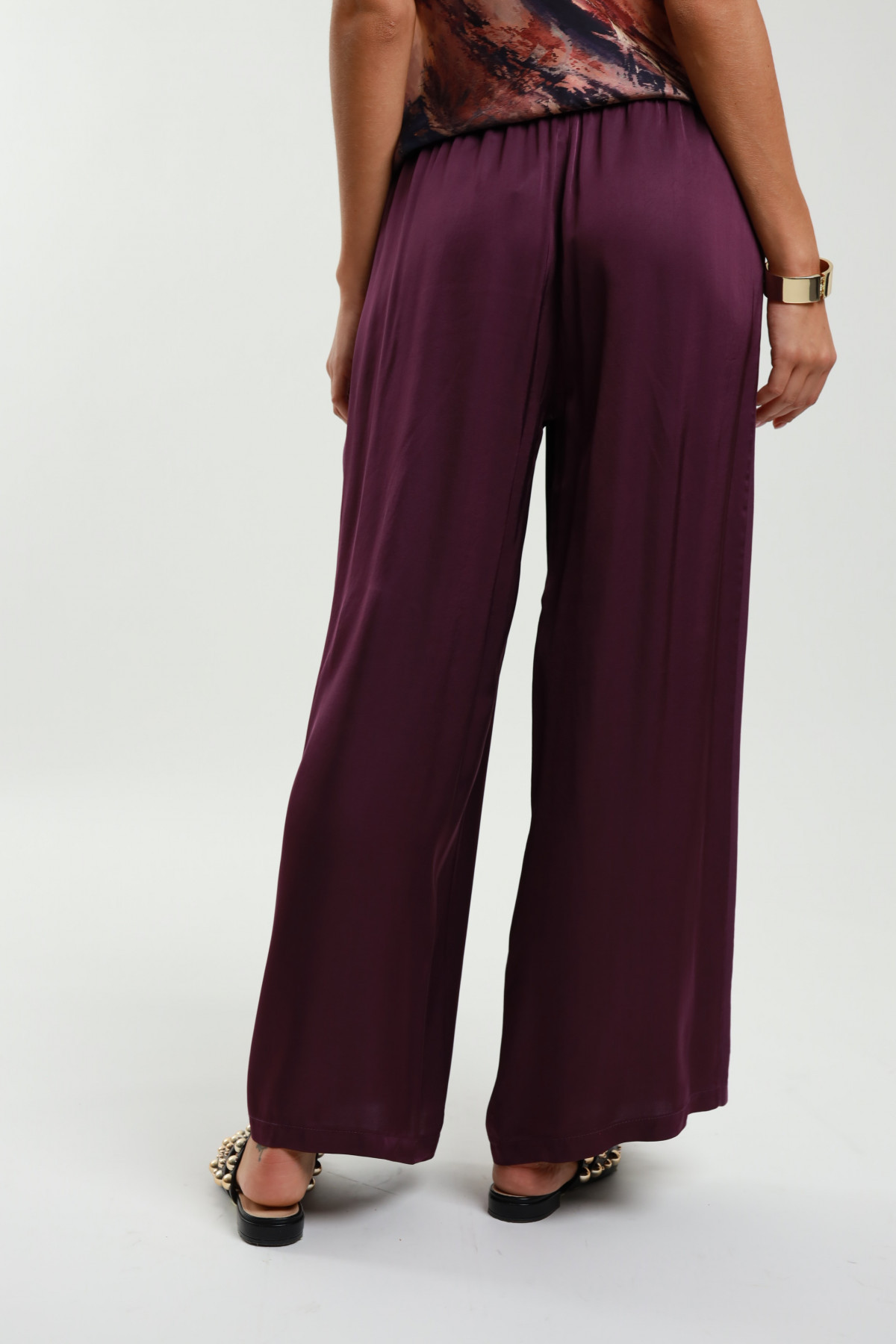 Wide Satin Effect Trousers
