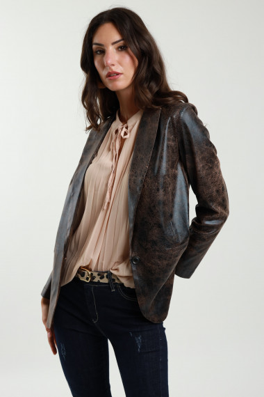 Aged Faux Leather Jacket