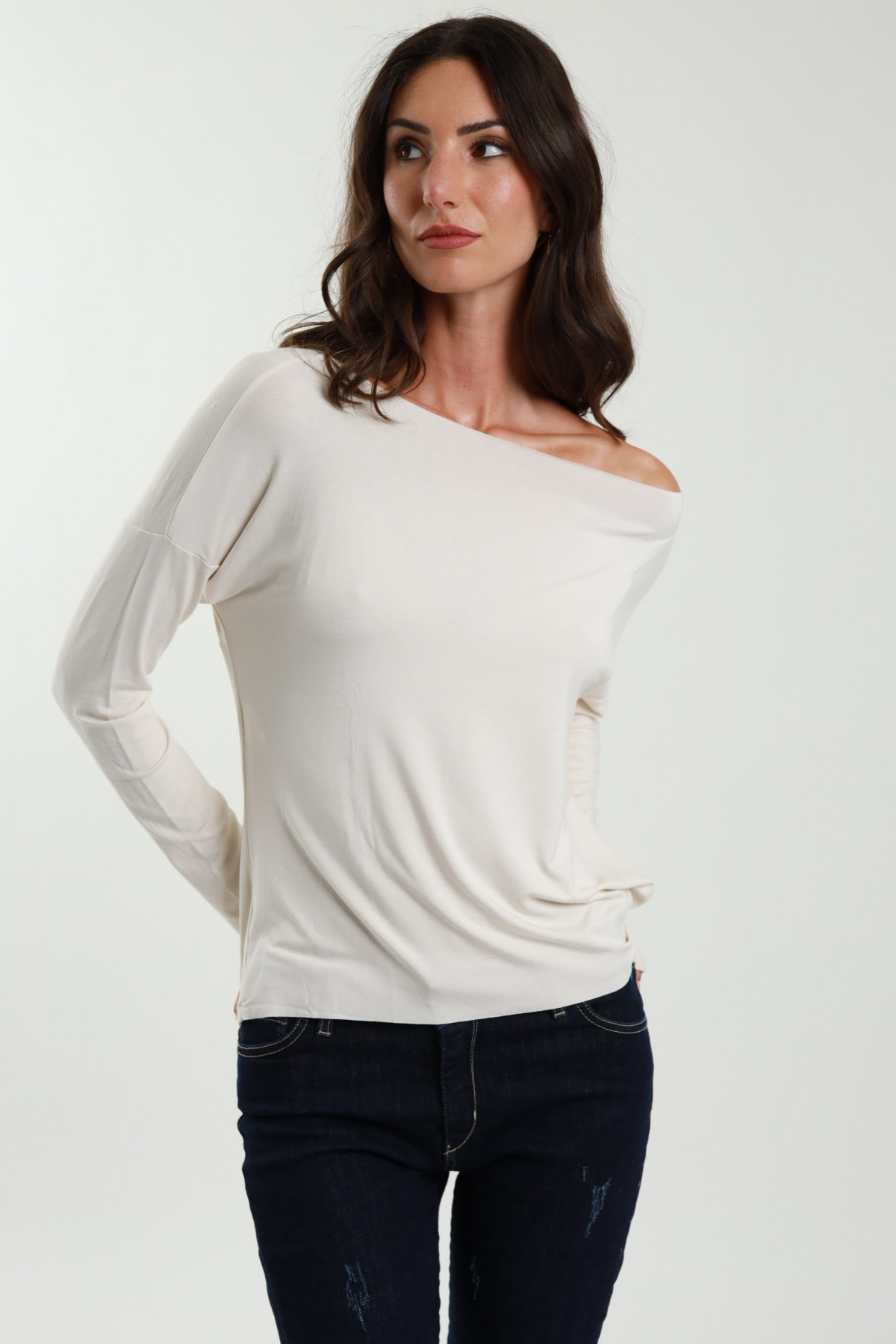 Oversized wide neckline sweater