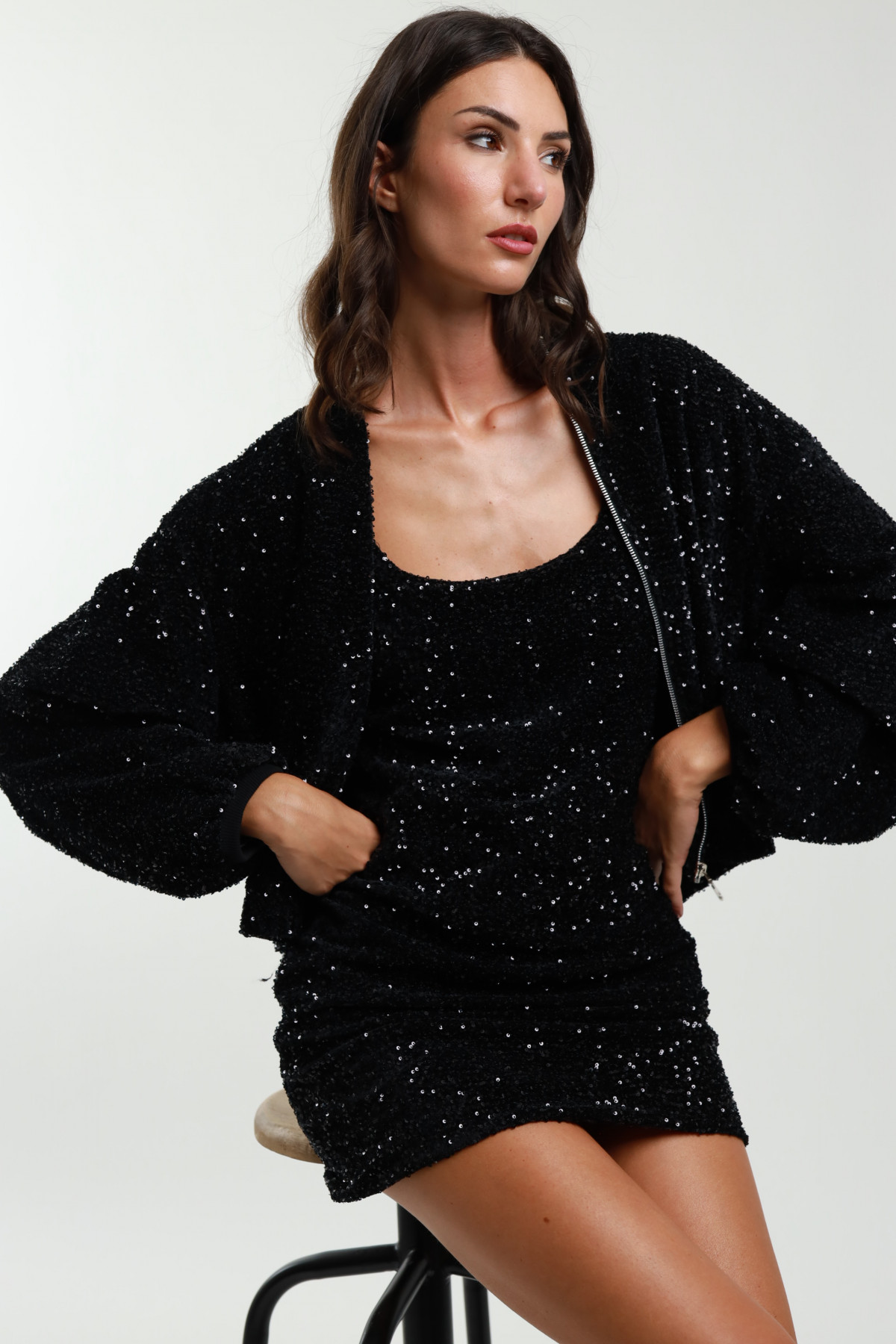 Sequin bomber jacket