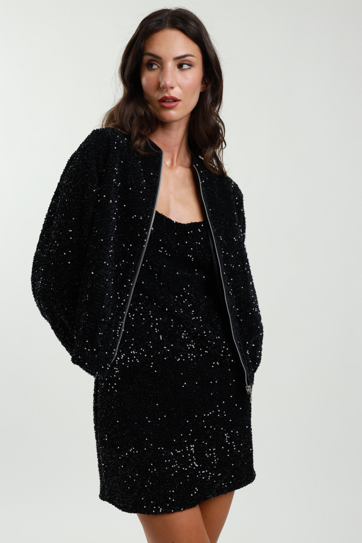 Sequin bomber jacket